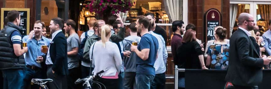 Drinkers at a pub